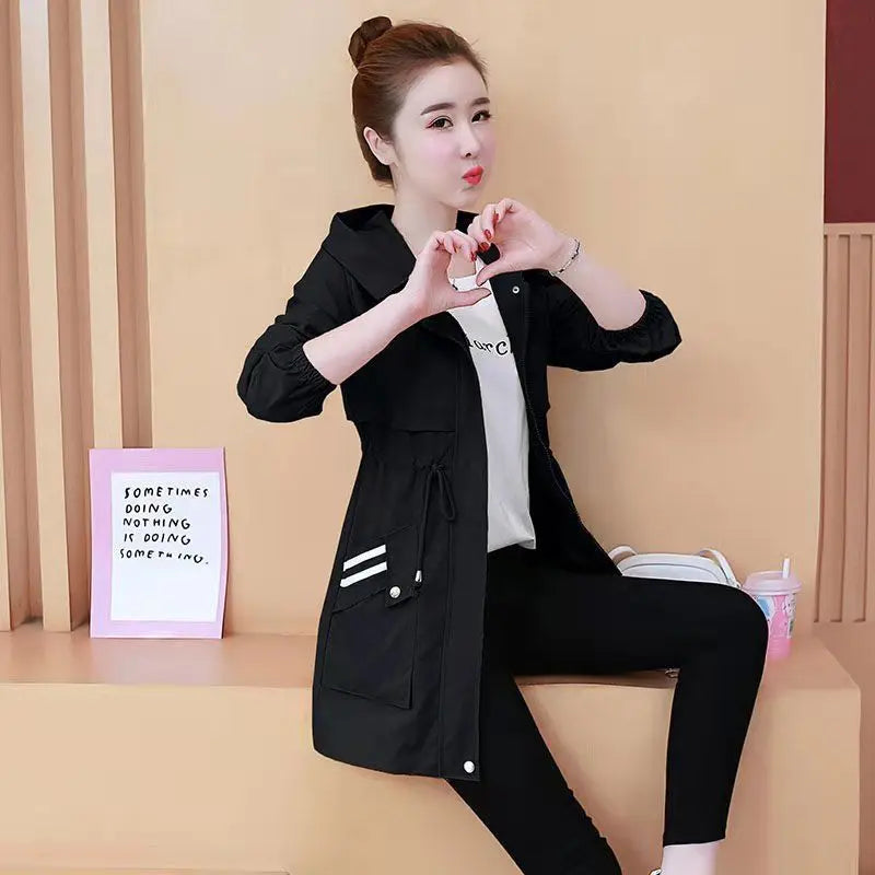 YiXin Women Jackets 2023 Wholesale Plain Color Spring Jacket Women Slim Midi Length Jackets for Women Hooded