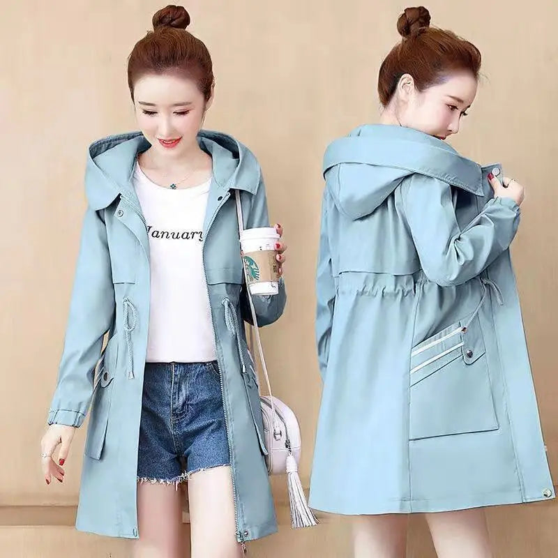 YiXin Women Jackets 2023 Wholesale Plain Color Spring Jacket Women Slim Midi Length Jackets for Women Hooded