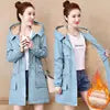 YiXin Women Jackets 2023 Wholesale Plain Color Spring Jacket Women Slim Midi Length Jackets for Women Hooded