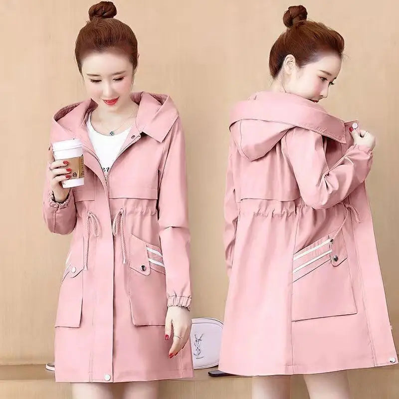 YiXin Women Jackets 2023 Wholesale Plain Color Spring Jacket Women Slim Midi Length Jackets for Women Hooded