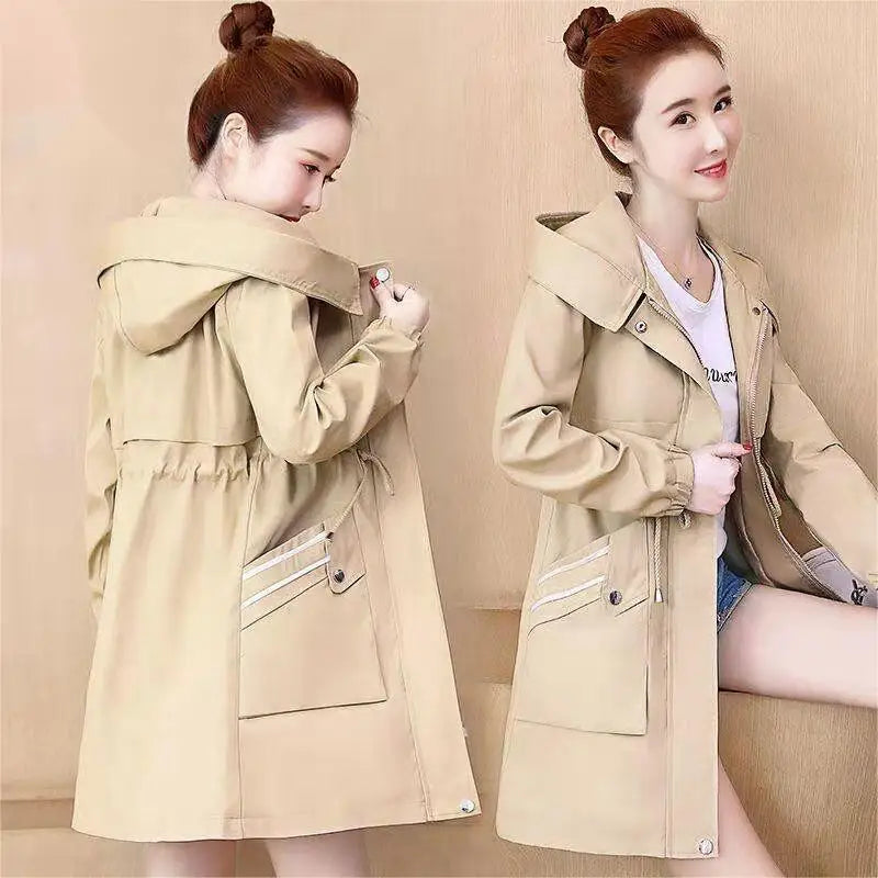 YiXin Women Jackets 2023 Wholesale Plain Color Spring Jacket Women Slim Midi Length Jackets for Women Hooded