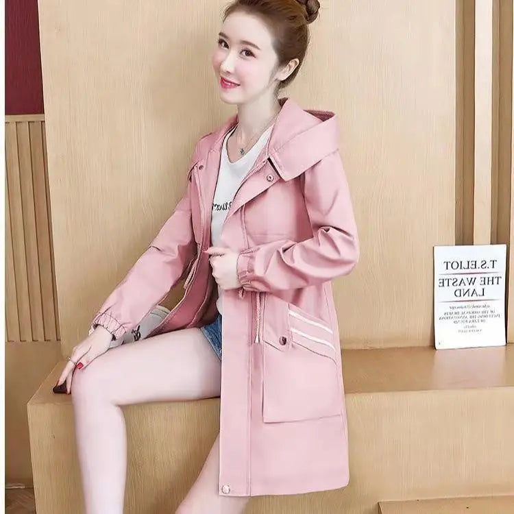 YiXin Women Jackets 2023 Wholesale Plain Color Spring Jacket Women Slim Midi Length Jackets for Women Hooded
