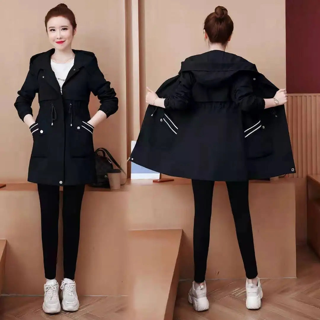 YiXin Women Jackets 2023 Wholesale Plain Color Spring Jacket Women Slim Midi Length Jackets for Women Hooded