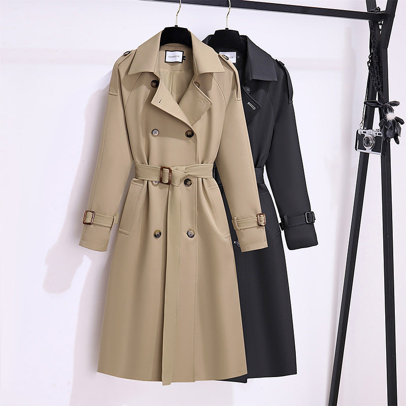 Fashion British style single-breasted windbreaker coat 2023 autumn new Korean style elegant waist long coat