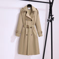 Fashion British style single-breasted windbreaker coat 2023 autumn new Korean style elegant waist long coat