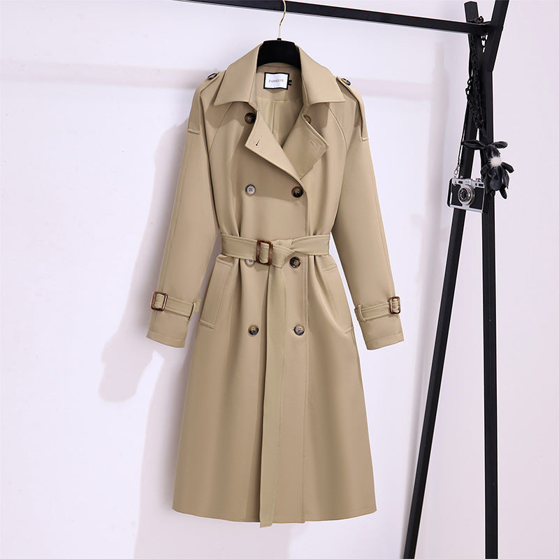Fashion British style single-breasted windbreaker coat 2023 autumn new Korean style elegant waist long coat
