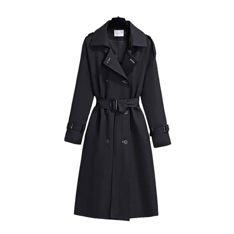 Fashion British style single-breasted windbreaker coat 2023 autumn new Korean style elegant waist long coat