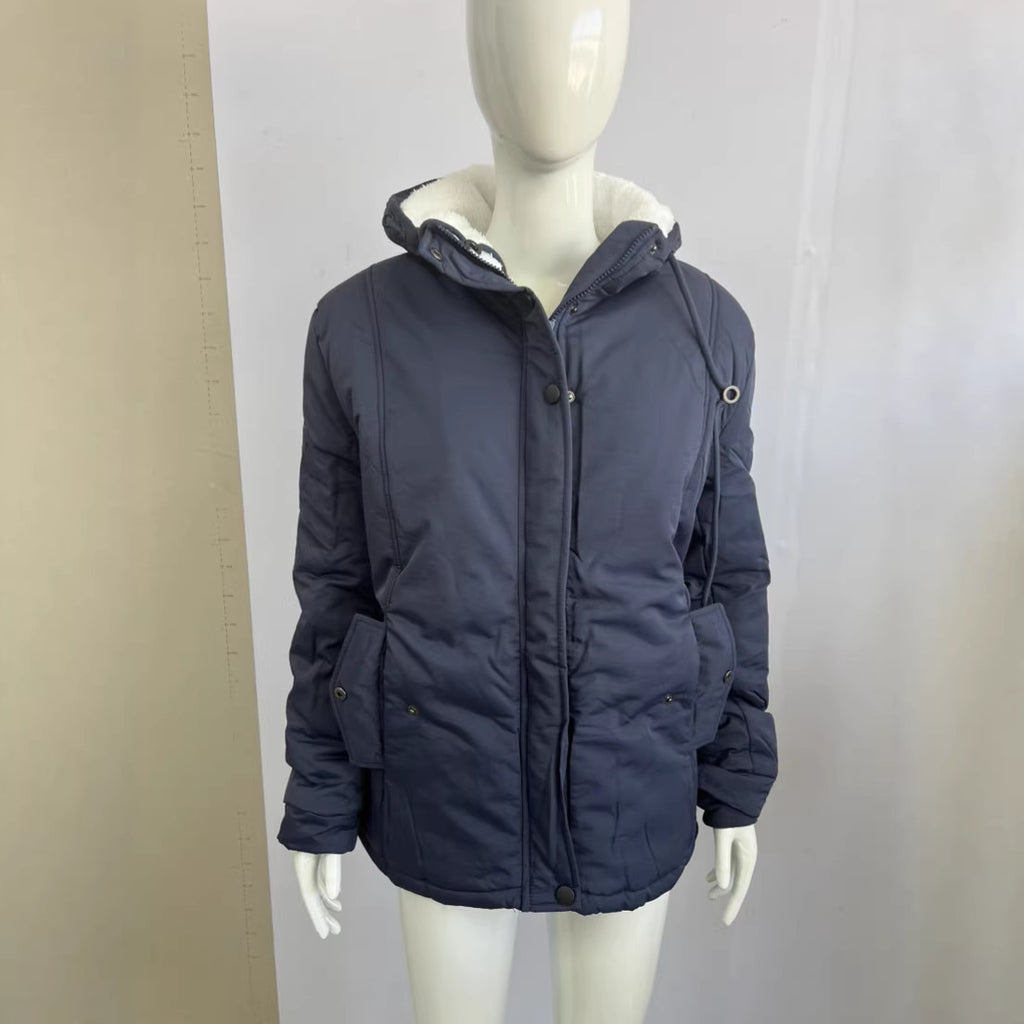 2021 Cross-Border European and American Wish Autumn and Winter New Women's Jacket Solid Color Pocket Zipper Long Sleeve Fleece Elegant Style 10