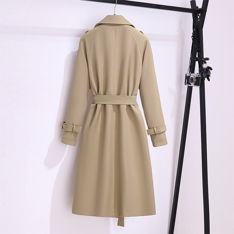 Fashion British style single-breasted windbreaker coat 2023 autumn new Korean style elegant waist long coat