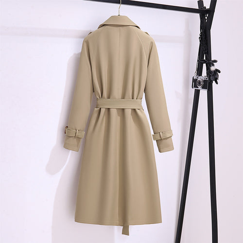 Fashion British style single-breasted windbreaker coat 2023 autumn new Korean style elegant waist long coat