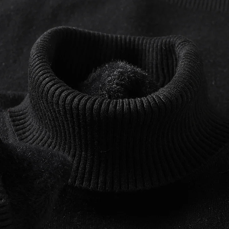 Sweatwear Mens Anti-pilling High Quality Knitted Turtleneck Sweater Slim Fit Long Sleeve Pullover Solid Color Trend Men Clothing