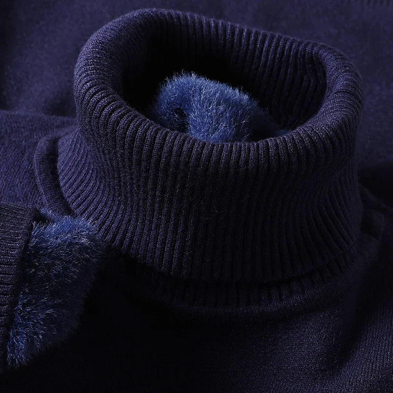 Sweatwear Mens Anti-pilling High Quality Knitted Turtleneck Sweater Slim Fit Long Sleeve Pullover Solid Color Trend Men Clothing