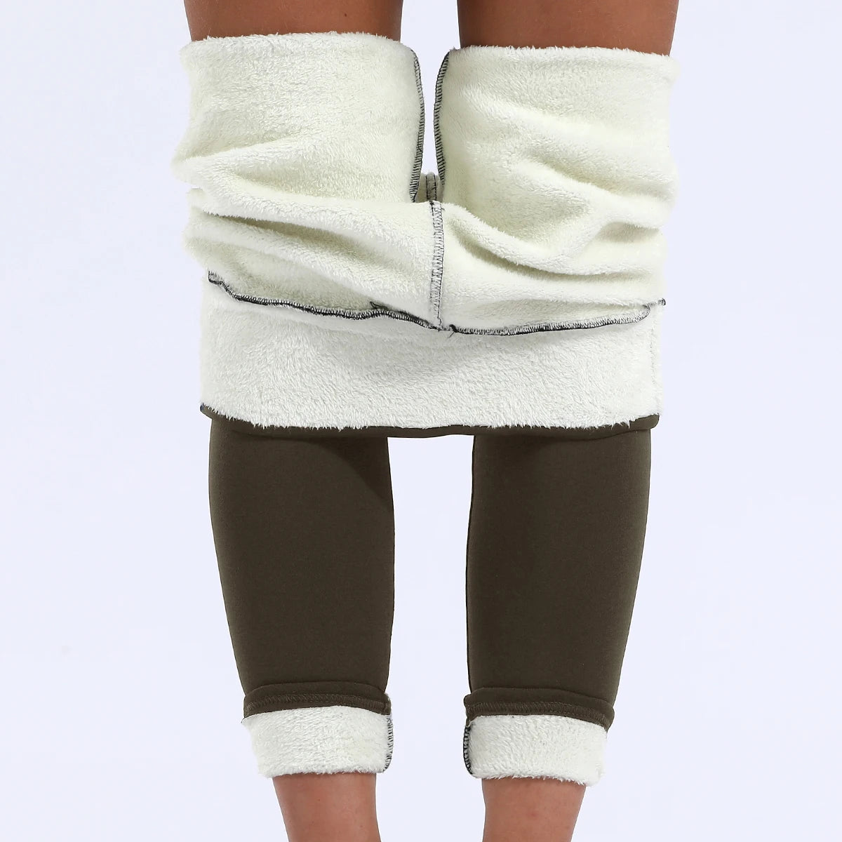 Winter Thermal Leggings Womens Solid Color Thick Pants Warm High Waist Solid Color Outdoors Casual Classic Leggings