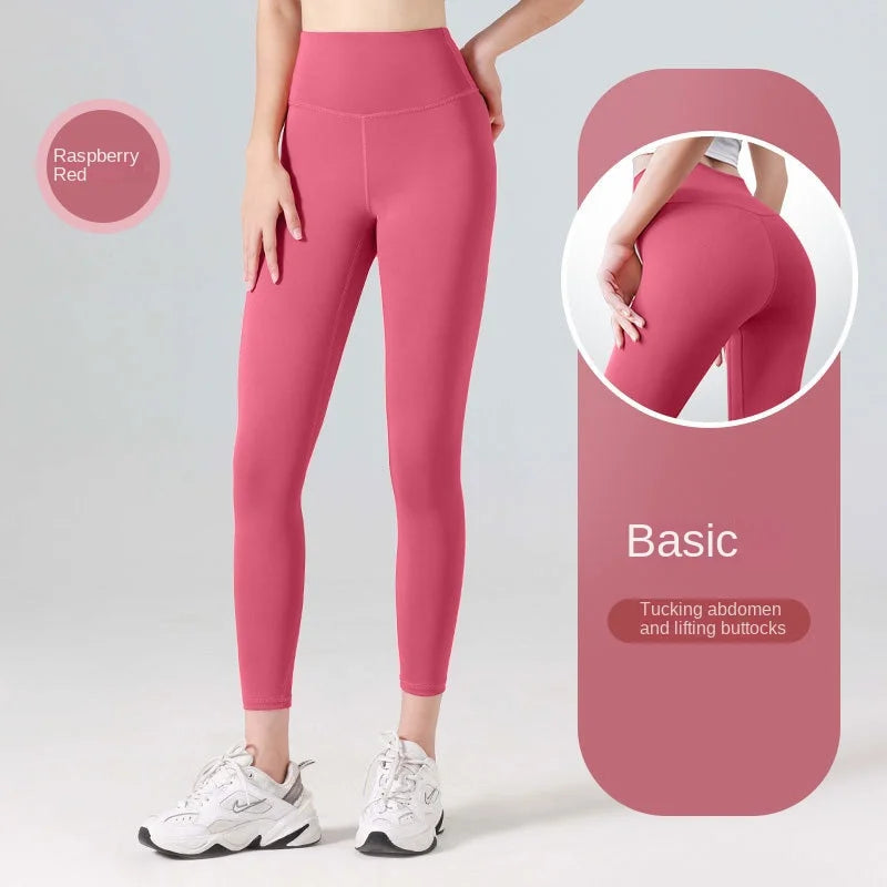 Women's Nine-point Trousers Leggings High-waisted Solid Color Yoga Sports Pants High-stretch Leggings Running Fitness Pants 3XL