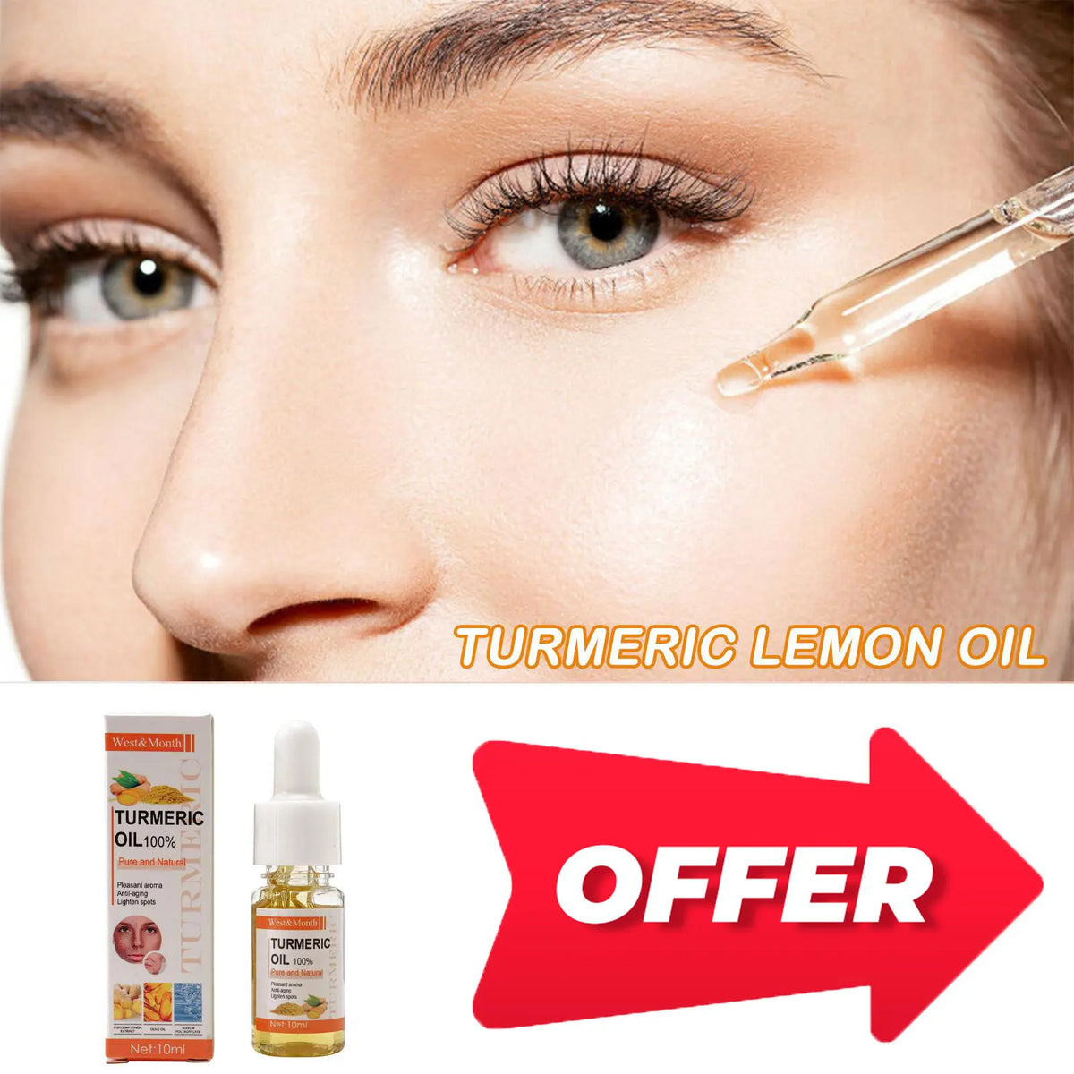 10ml Turmeric Lemon Oil Nourishing Moisturizing Face Serum Facial Care